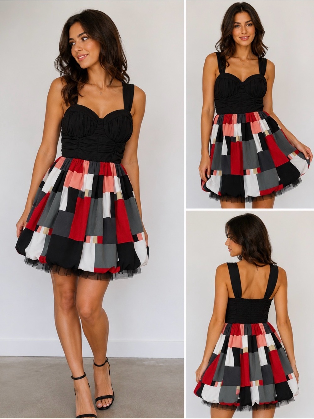 Y2K Candie’s Colorblock Bubble Hem Party Dress Size Large